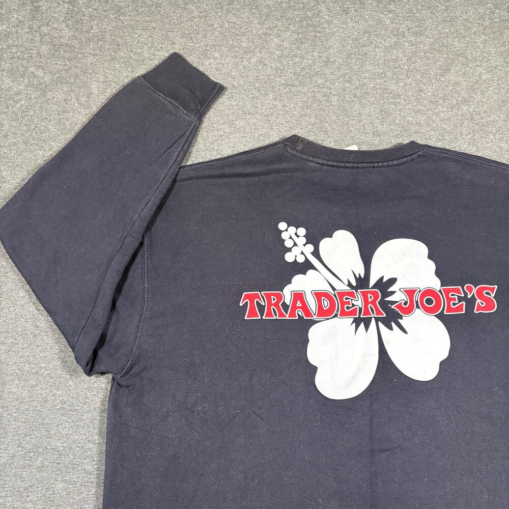 Trader Joe’s Logo Front and Back Hit Navy Crewneck Sweatshirt Size XL